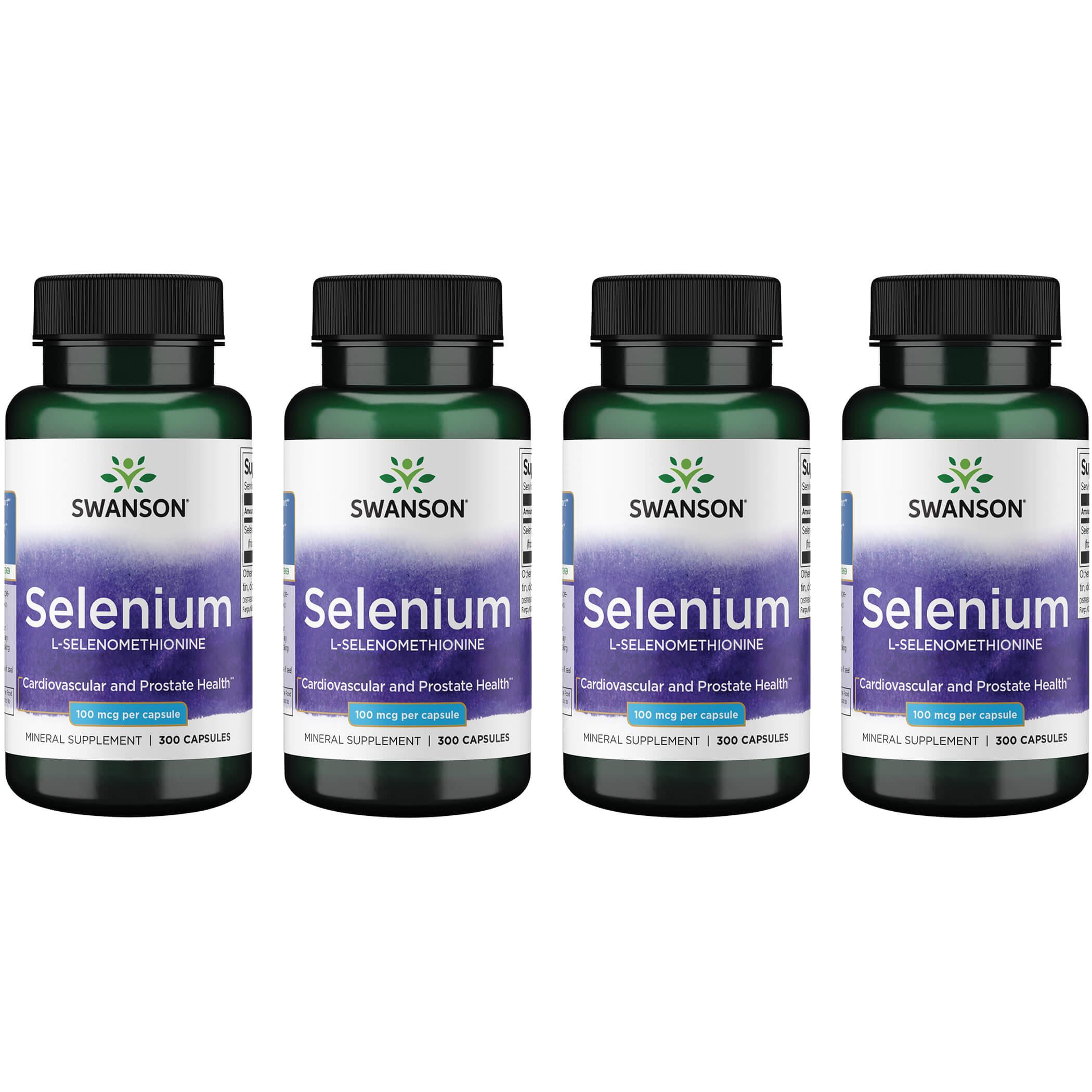 Swanson Premium Selenium L-Selenomethionine 4 Pack Vitamin 100 mcg 300 Caps