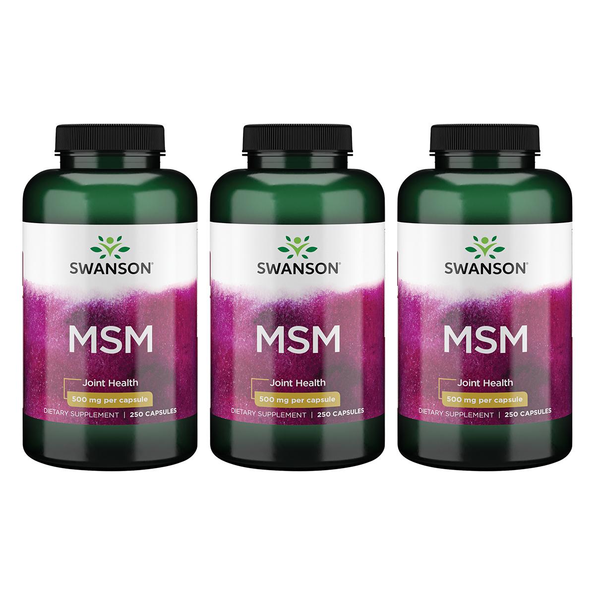 Swanson Premium Msm 3 Pack Supplement Vitamin 500 mg 250 Caps