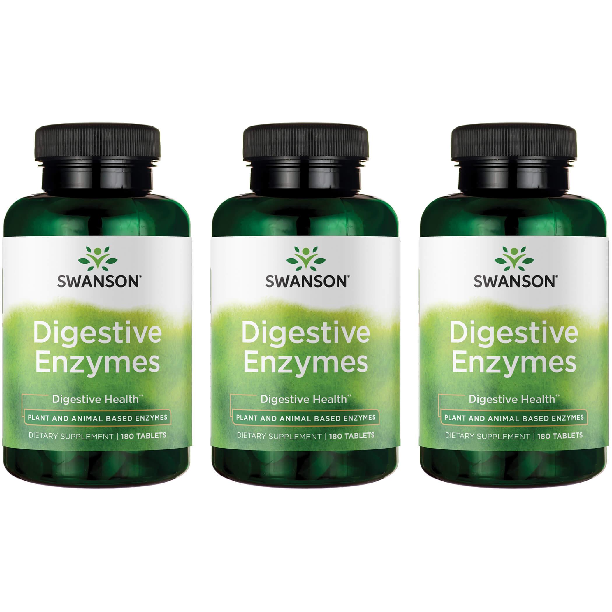 Swanson Premium Digestive Enzymes 3 Pack Supplement Vitamin 180 Tabs