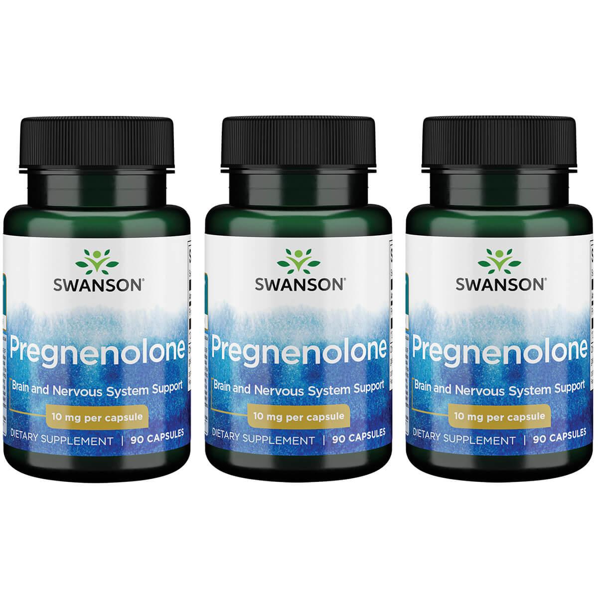 Swanson Premium Pregnenolone 3 Pack Supplement Vitamin 10 mg 90 Caps
