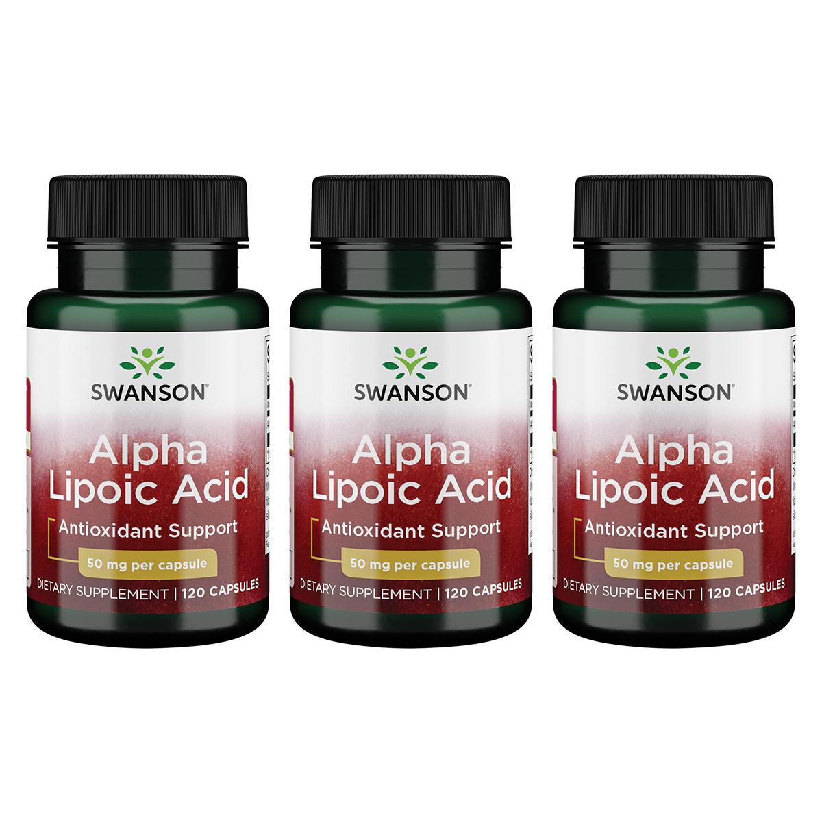 Swanson Premium Alpha Lipoic Acid 3 Pack Supplement Vitamin 50 mg 120 Caps
