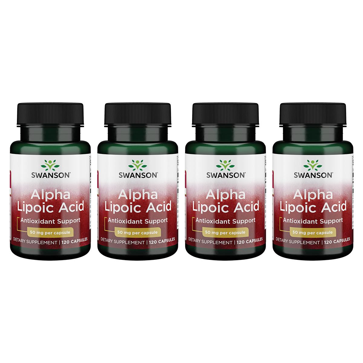 Swanson Premium Alpha Lipoic Acid 4 Pack Supplement Vitamin 50 mg 120 Caps