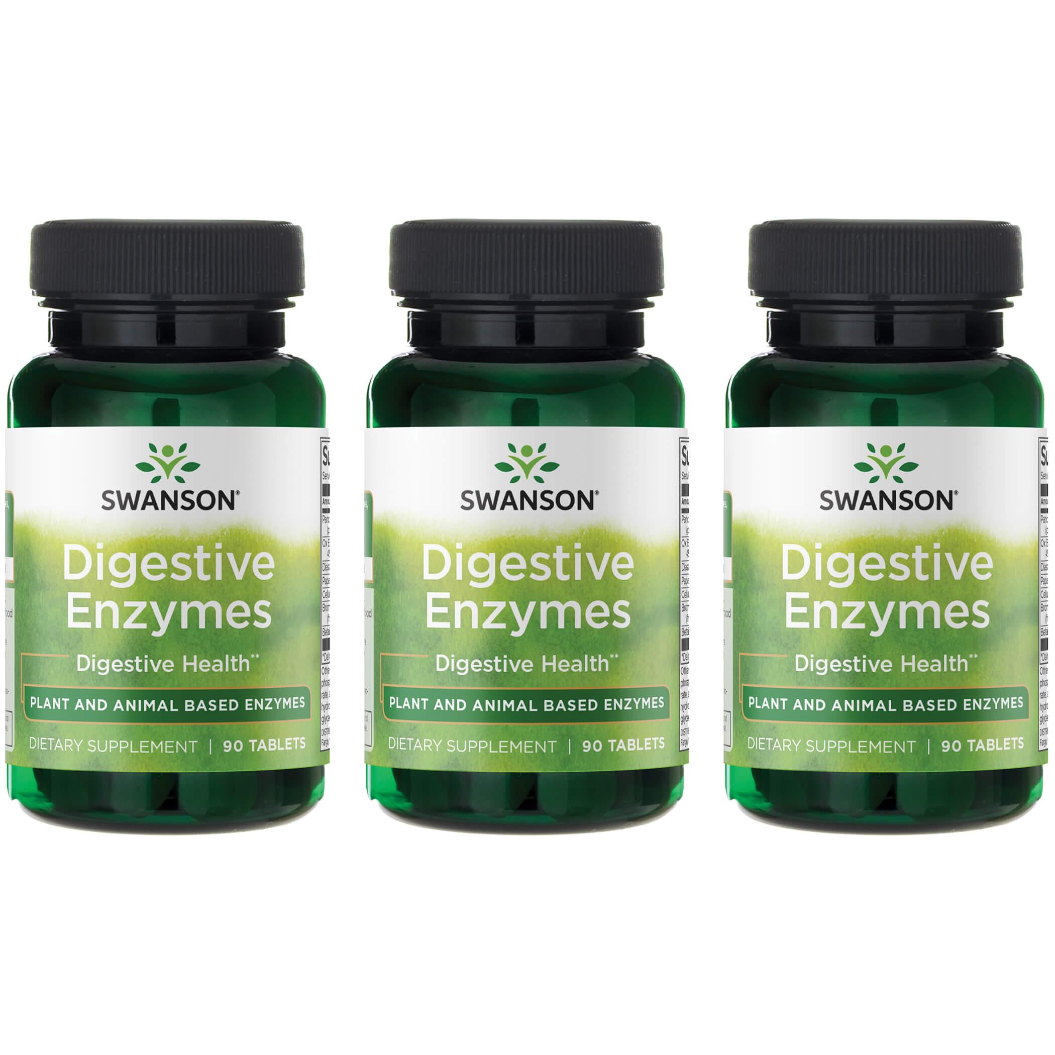 Swanson Premium Digestive Enzymes 3 Pack Supplement Vitamin 90 Tabs