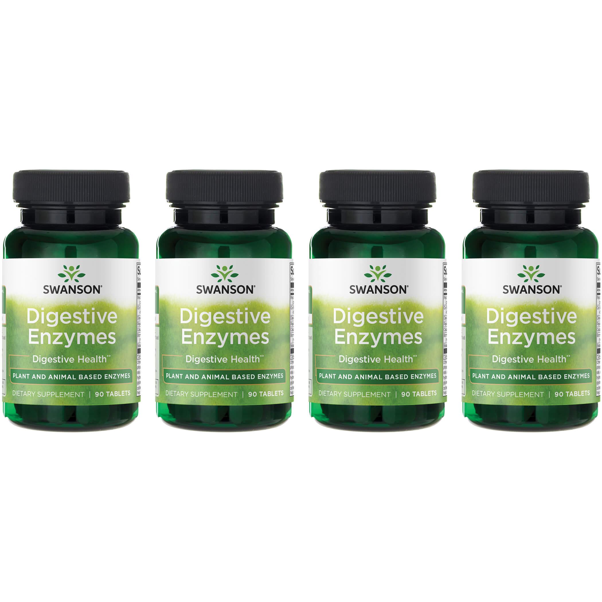 Swanson Premium Digestive Enzymes 4 Pack Supplement Vitamin 90 Tabs
