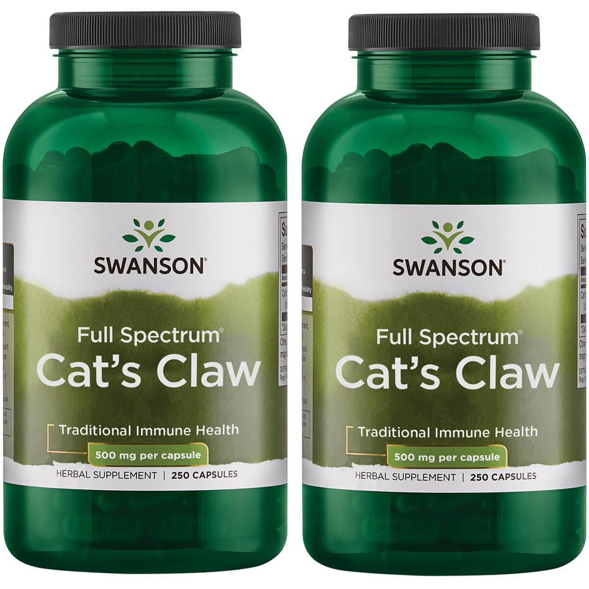 Swanson Premium Full Spectrum Cats Claw 2 Pack Vitamin 500 mg 250 Caps