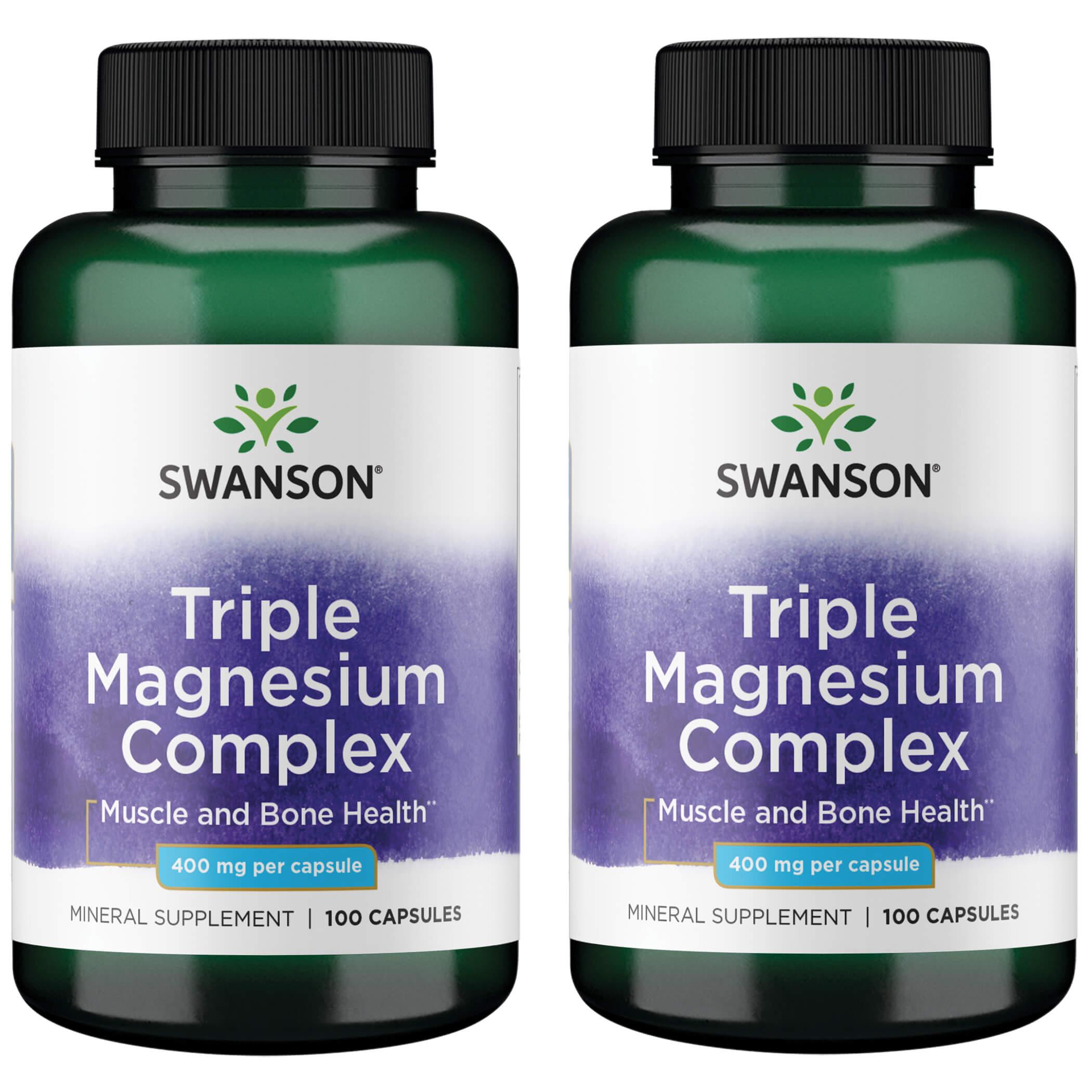 Swanson Premium Triple Magnesium Complex 2 Pack Vitamin 400 mg 100 Caps