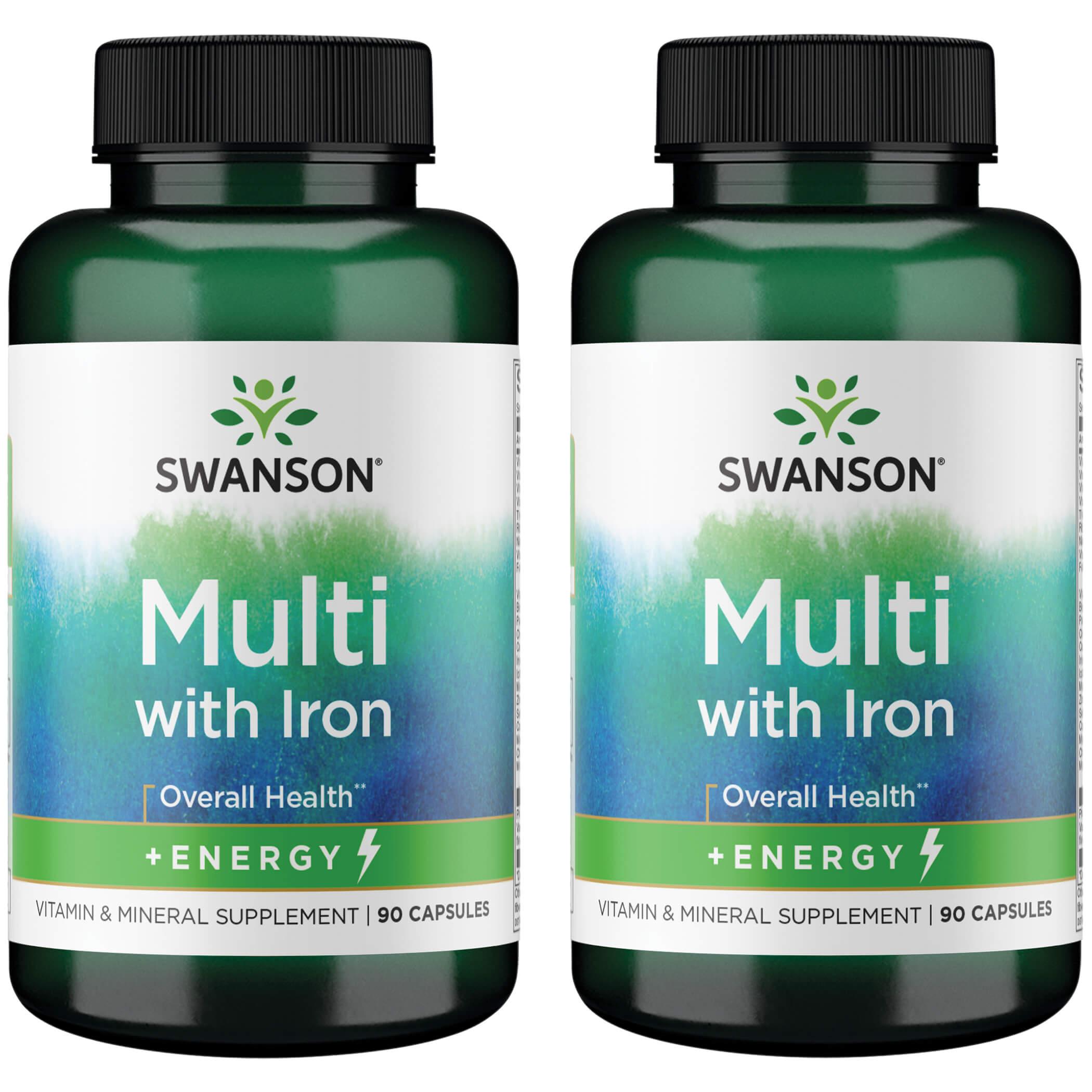 Swanson Premium Multi Plus Energy - With Iron 2 Pack Vitamin 90 Caps