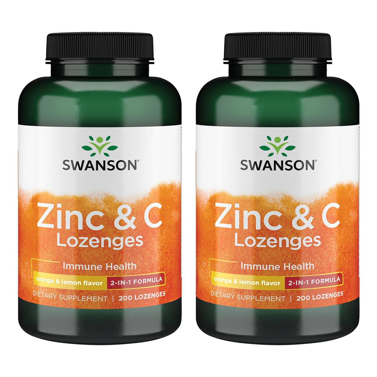 Swanson Premium Zinc & C Lozenges - Orange Lemon Flavor 2 Pack Vitamin 200 Loz