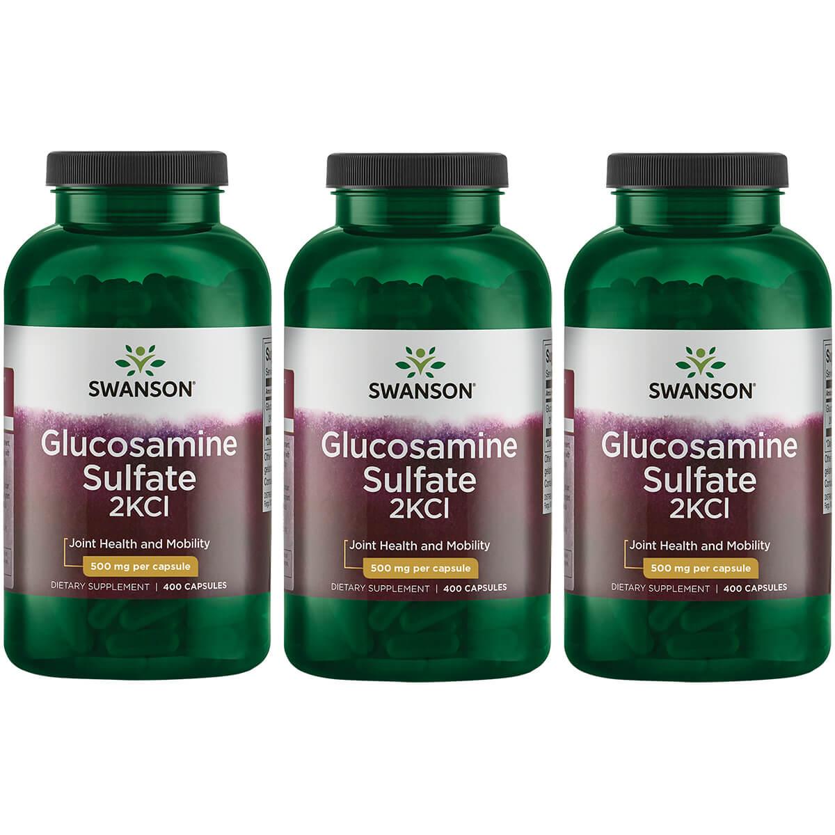 Swanson Premium Glucosamine Sulfate 2Kcl 3 Pack Supplement Vitamin 500 mg 400 Caps