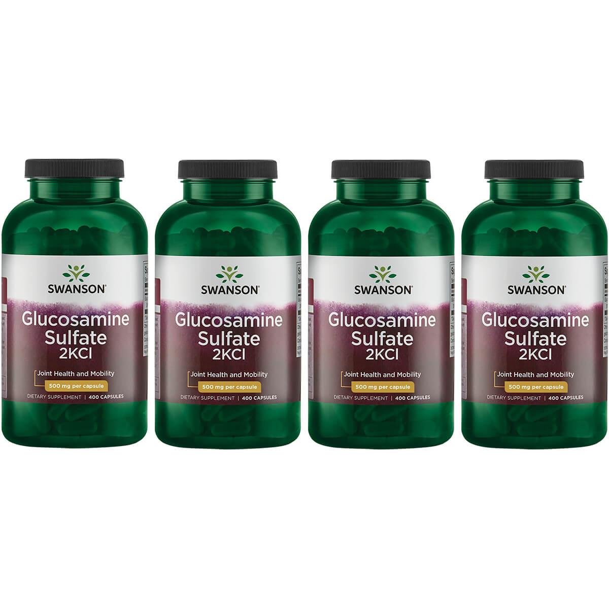 Swanson Premium Glucosamine Sulfate 2Kcl 4 Pack Supplement Vitamin 500 mg 400 Caps