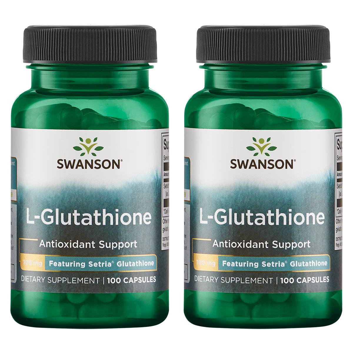 Swanson Premium L-Glutathione - Featuring Setria Glutathione 2 Pack Supplement Vitamin 100 mg 100 Caps