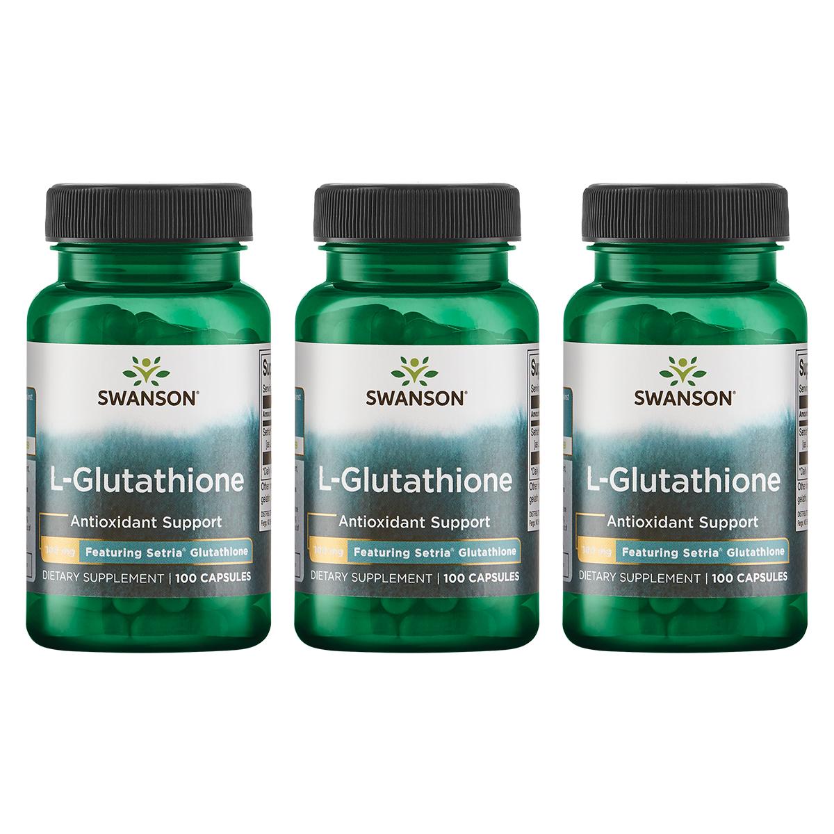 Swanson Premium L-Glutathione - Featuring Setria Glutathione 3 Pack Supplement Vitamin 100 mg 100 Caps