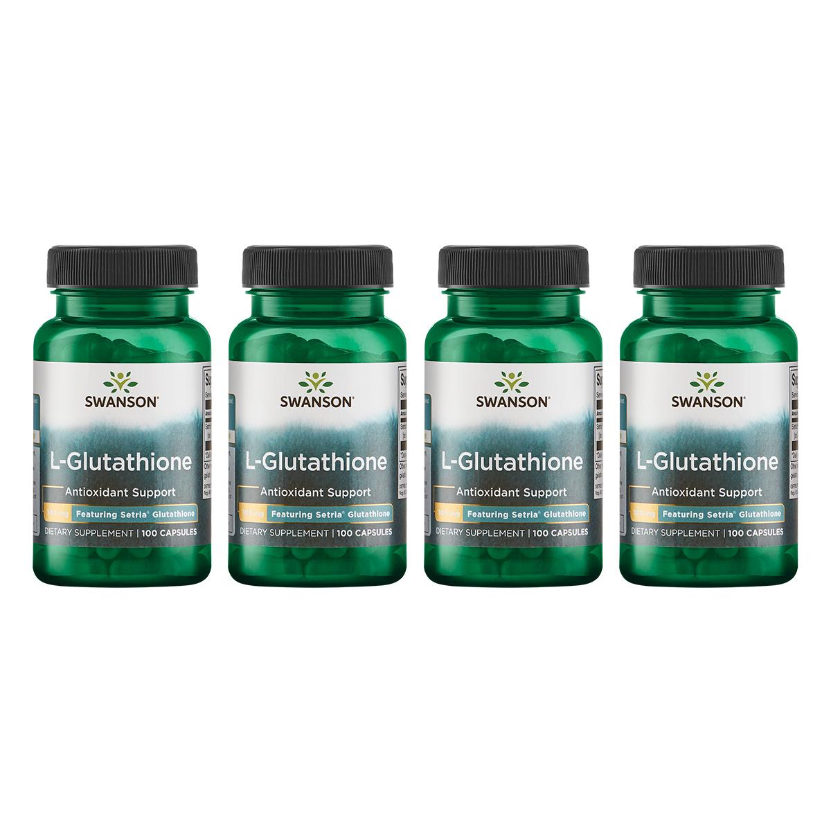 Swanson Premium L-Glutathione - Featuring Setria Glutathione 4 Pack Supplement Vitamin 100 mg 100 Caps