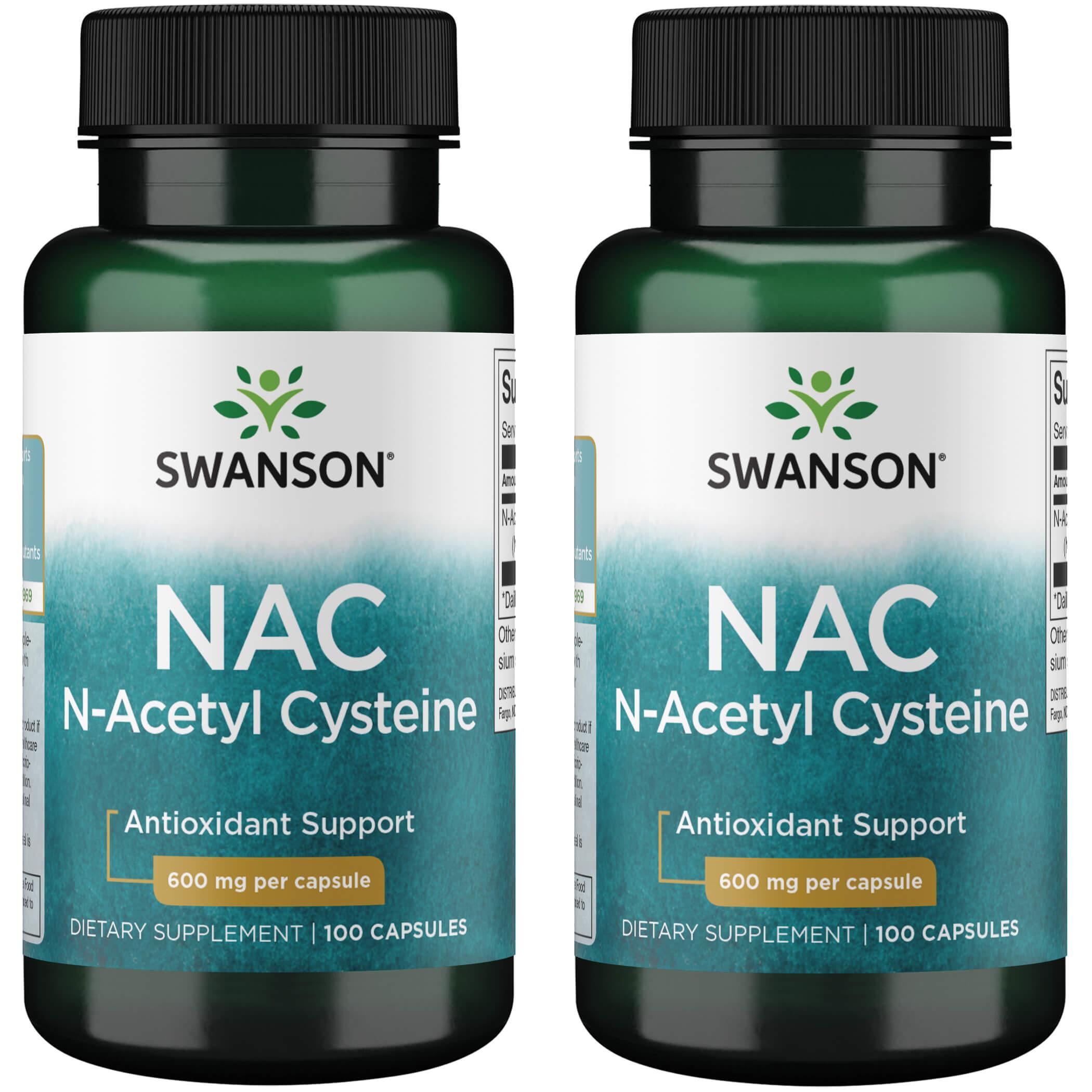 Swanson Premium Nac N-Acetyl Cysteine 2 Pack Supplement Vitamin 600 mg 100 Caps