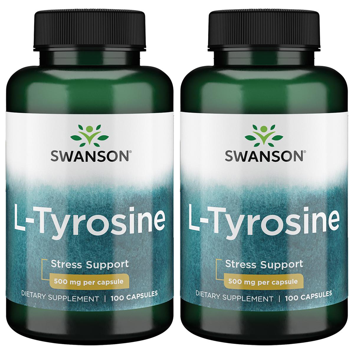 Swanson Premium L-Tyrosine 2 Pack Supplement Vitamin 500 mg 100 Caps