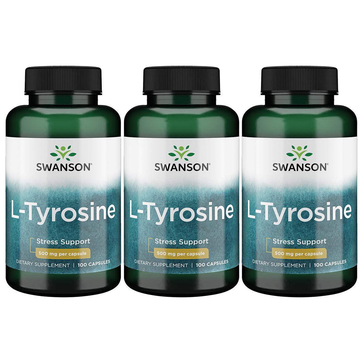 Swanson Premium L-Tyrosine 3 Pack Supplement Vitamin 500 mg 100 Caps