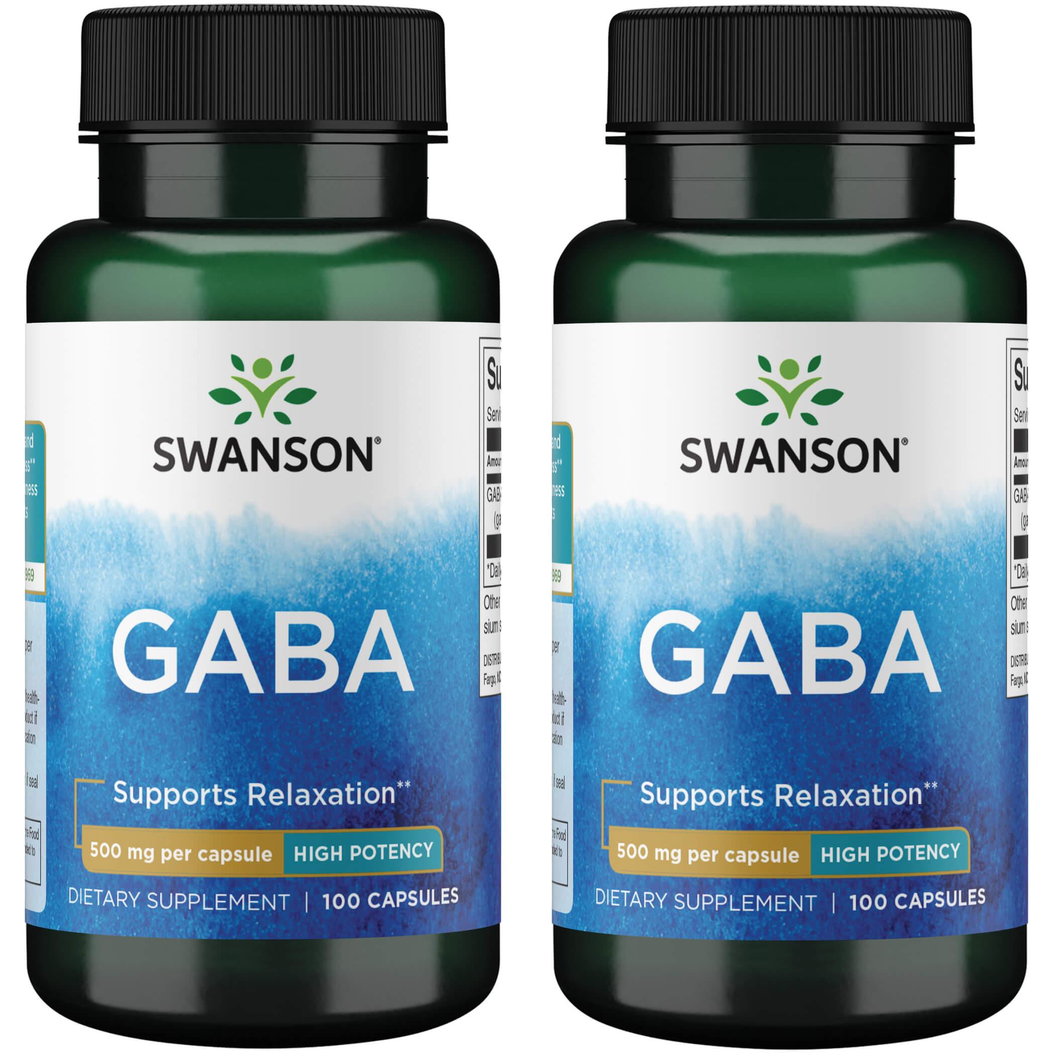 Swanson Premium Gaba - High Potency 2 Pack Supplement Vitamin 500 mg 100 Caps