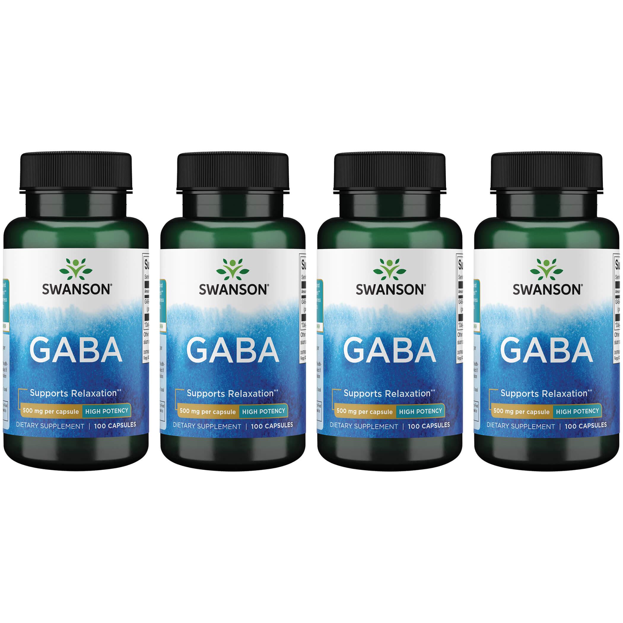 Swanson Premium Gaba - High Potency 4 Pack Supplement Vitamin 500 mg 100 Caps
