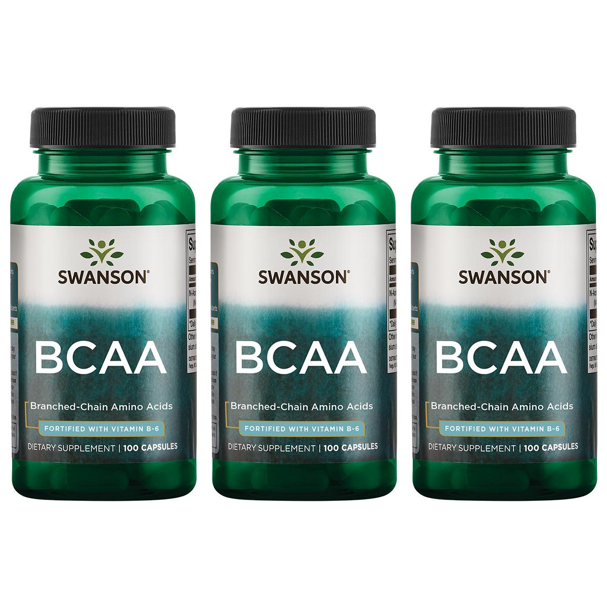 Swanson Premium Bcaa Branched-Chain Amino Acids - Fortified with Vitamin B6 3 Pack 100 Caps