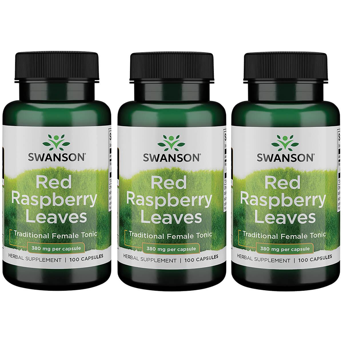 Swanson Premium Red Raspberry Leaves 3 Pack Supplement Vitamin 380 mg 100 Caps