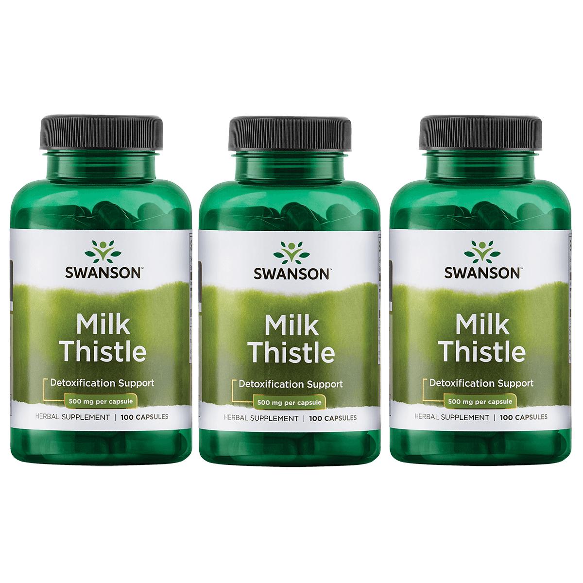 Swanson Premium Full Spectrum Milk Thistle 3 Pack Vitamin 500 mg 100 Caps