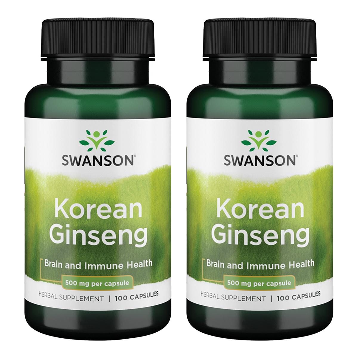 Swanson Premium Korean Ginseng 2 Pack Vitamin 500 mg 100 Caps