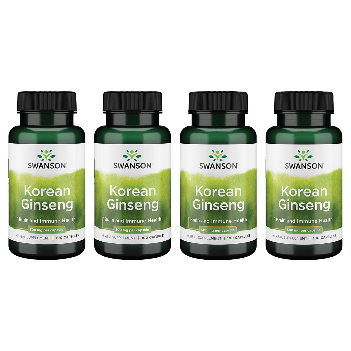 Swanson Premium Korean Ginseng 4 Pack Vitamin 500 mg 100 Caps