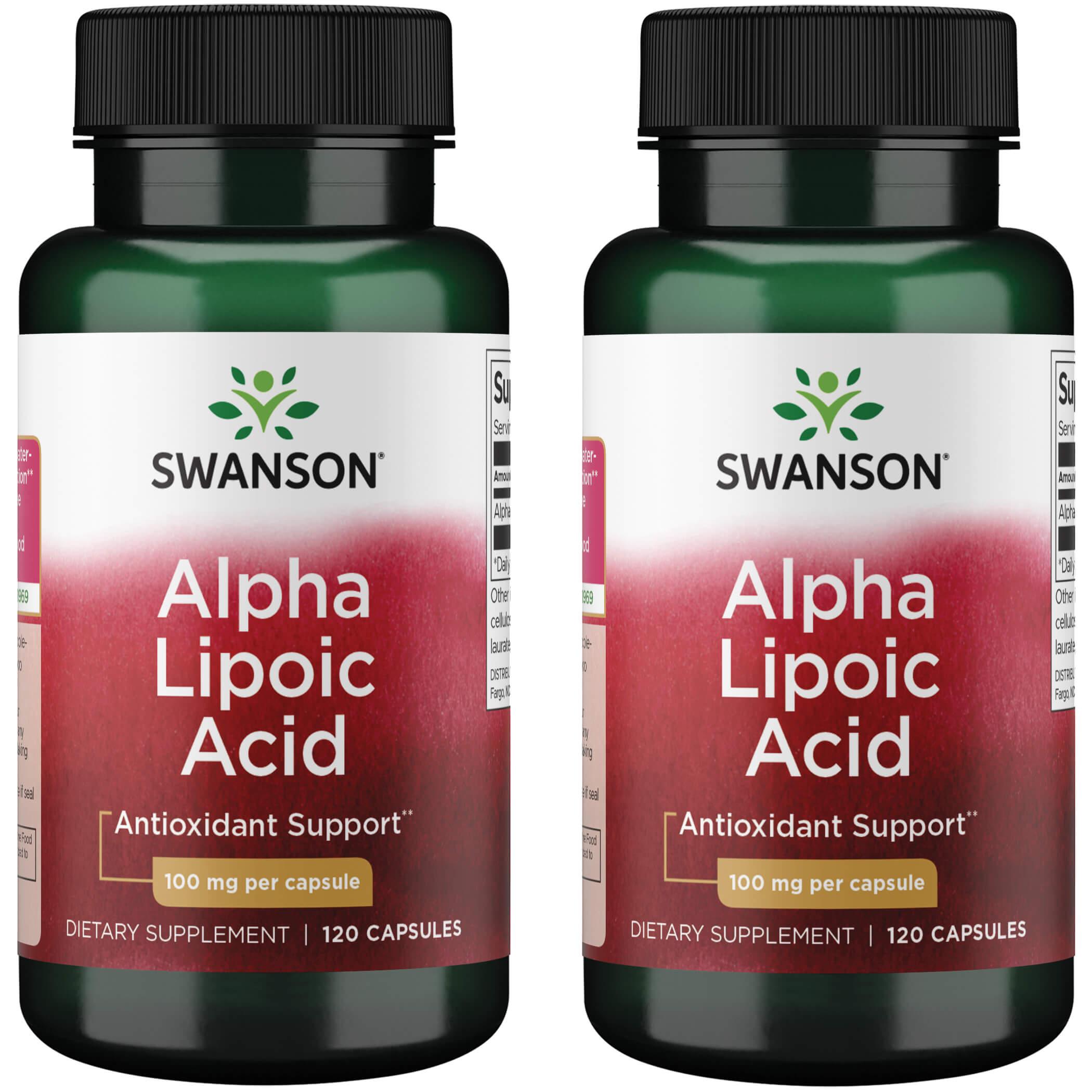 Swanson Premium Alpha Lipoic Acid 2 Pack Supplement Vitamin 100 mg 120 Caps