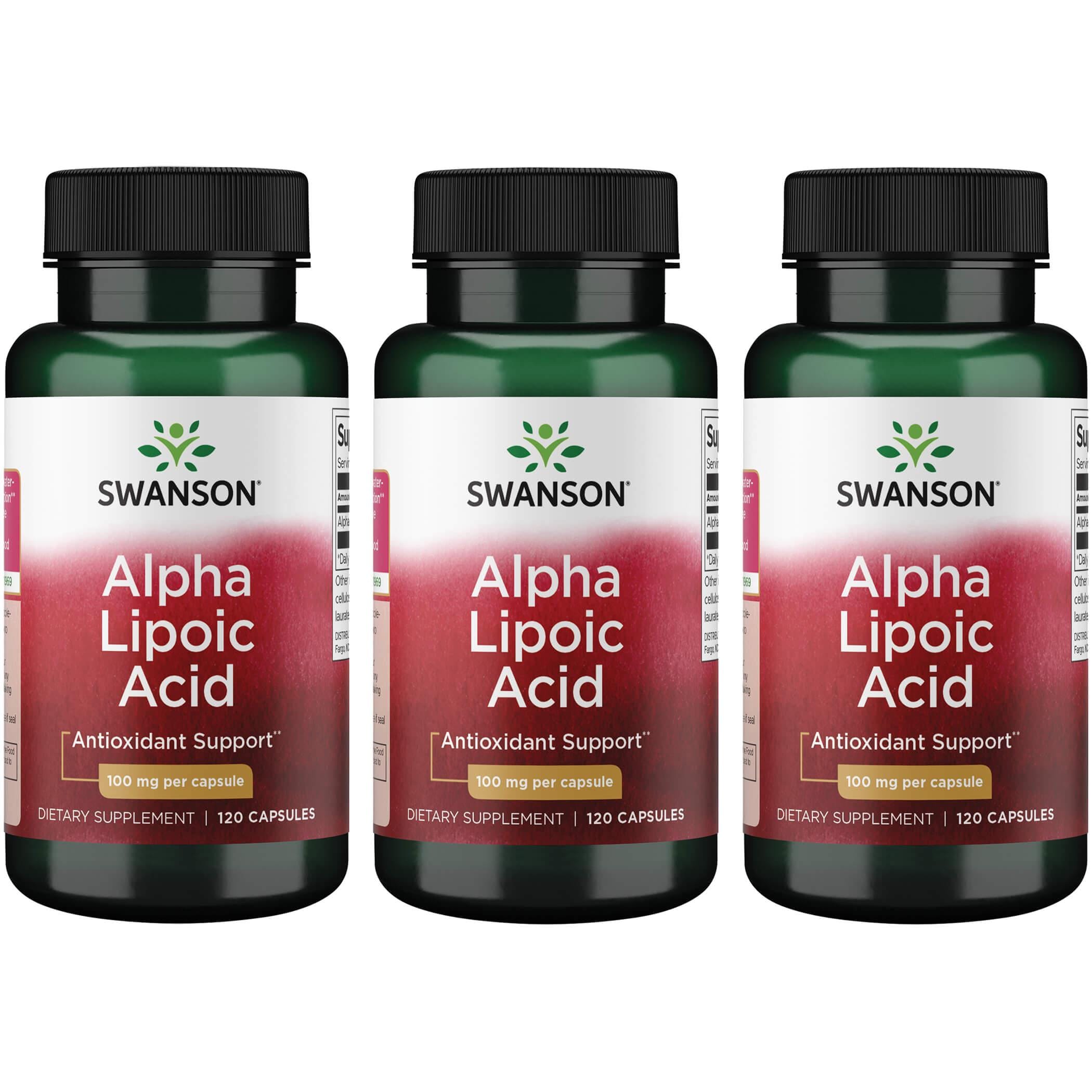 Swanson Premium Alpha Lipoic Acid 3 Pack Supplement Vitamin 100 mg 120 Caps