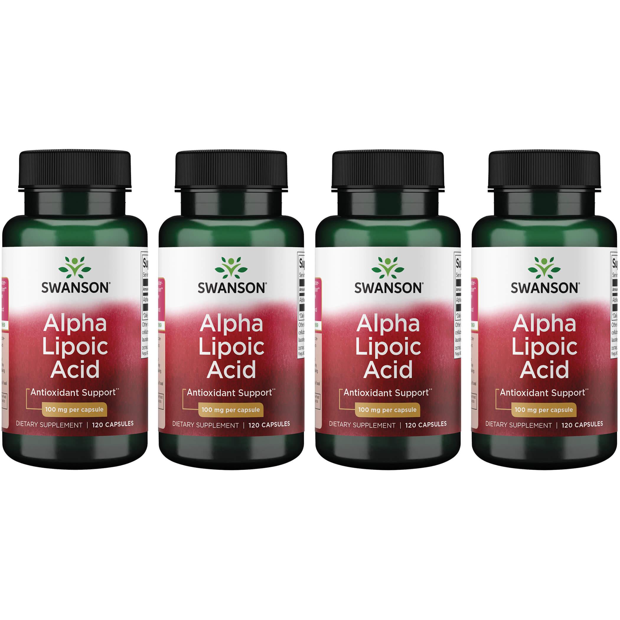 Swanson Premium Alpha Lipoic Acid 4 Pack Supplement Vitamin 100 mg 120 Caps