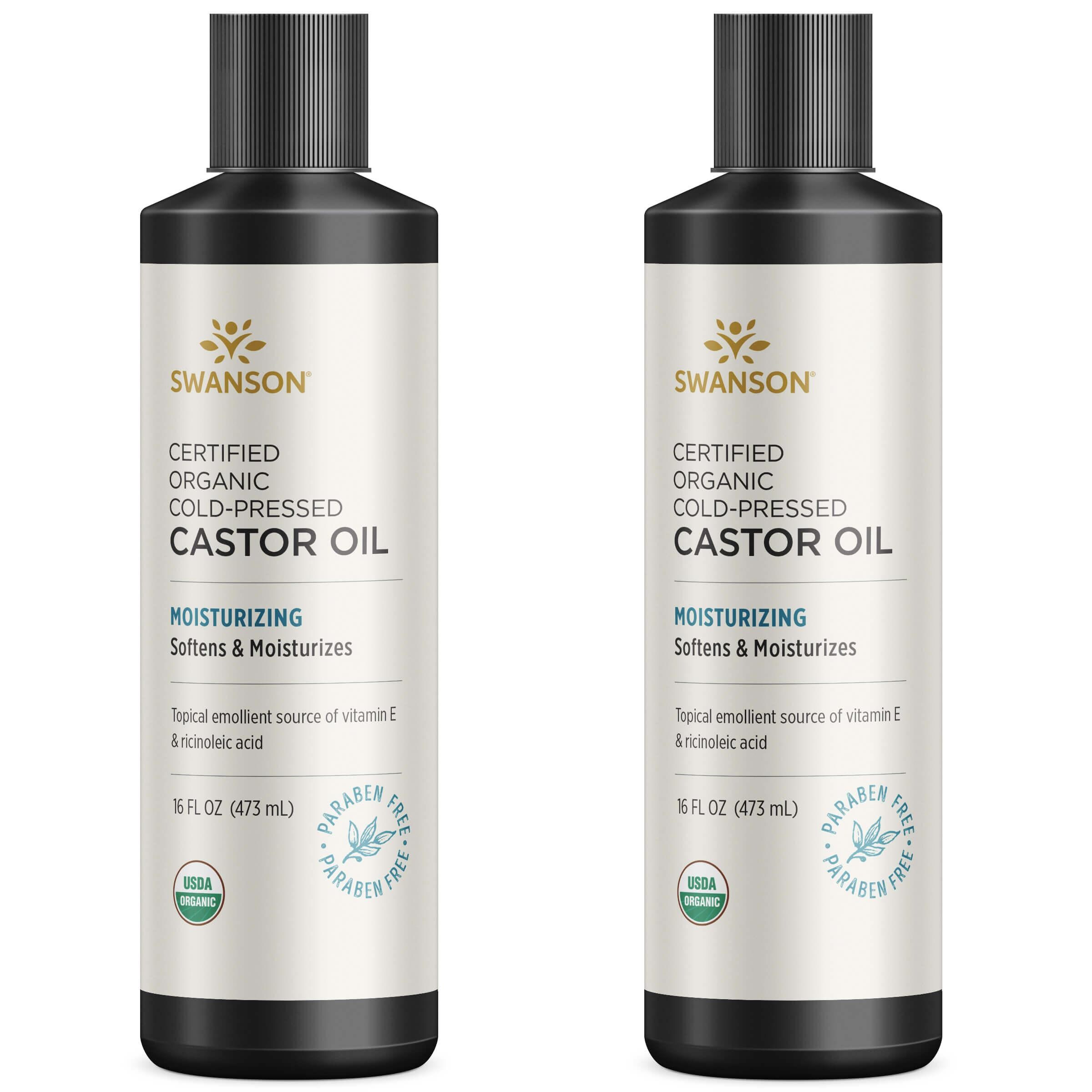 Swanson Premium Certified Organic Cold-Pressed Castor Oil 2 Pack 16 fl oz Liquid