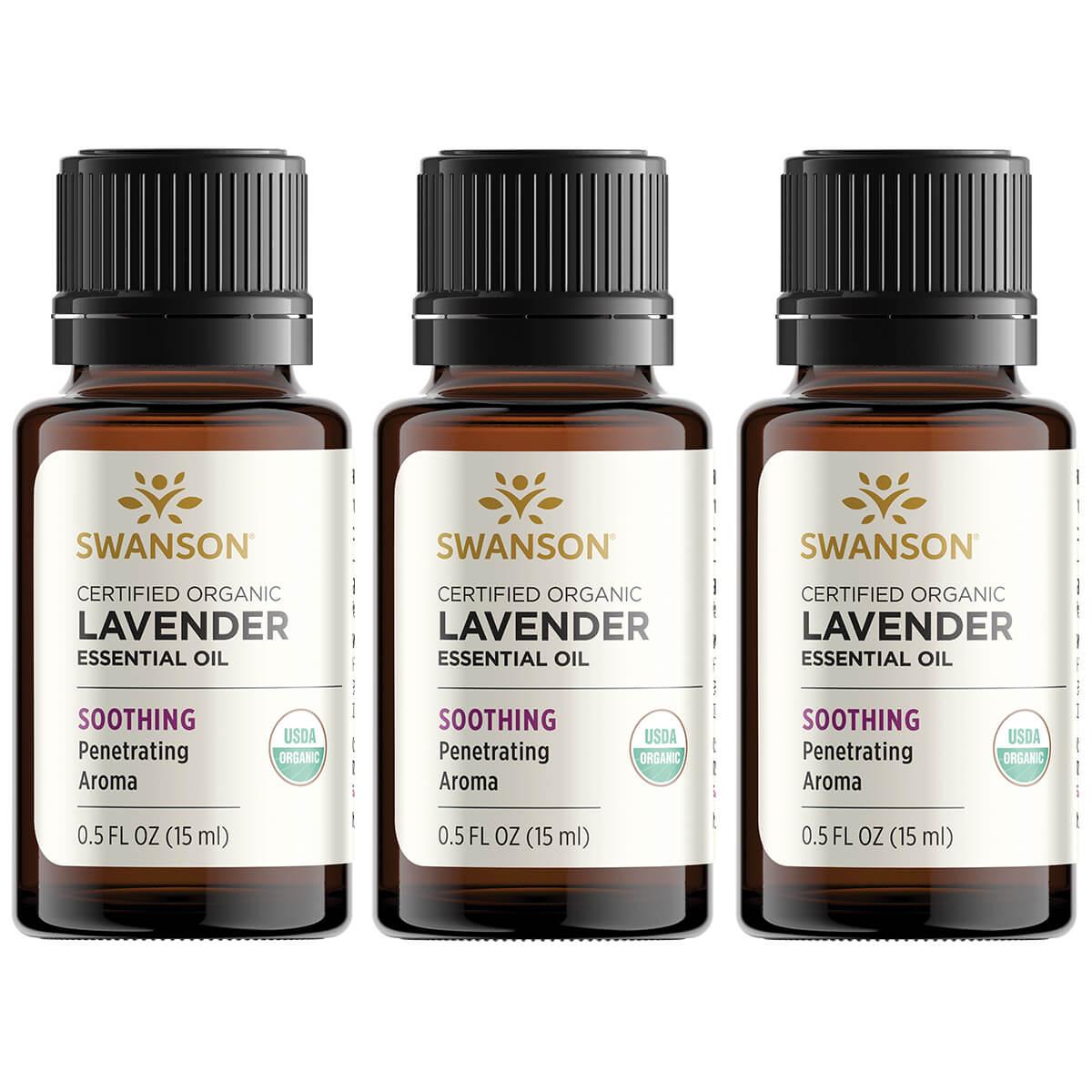 Swanson Aromatherapy Certified Organic Lavender 3 Pack 0.5 fl oz Liquid Essential Oils