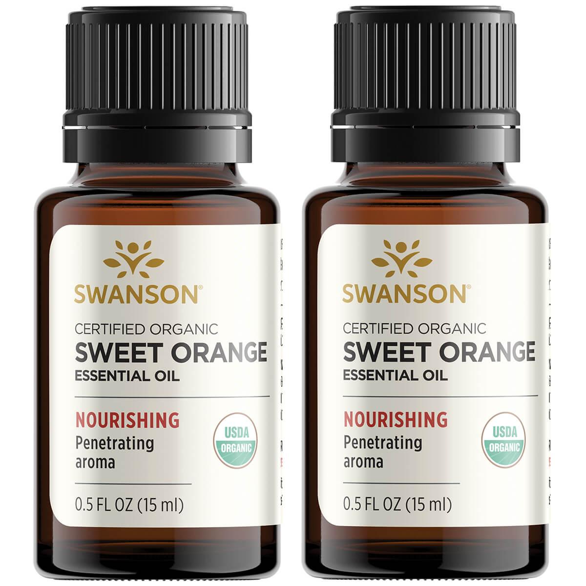 Swanson Aromatherapy Certified Organic Sweet Orange 2 Pack 0.5 fl oz Liquid Essential Oils