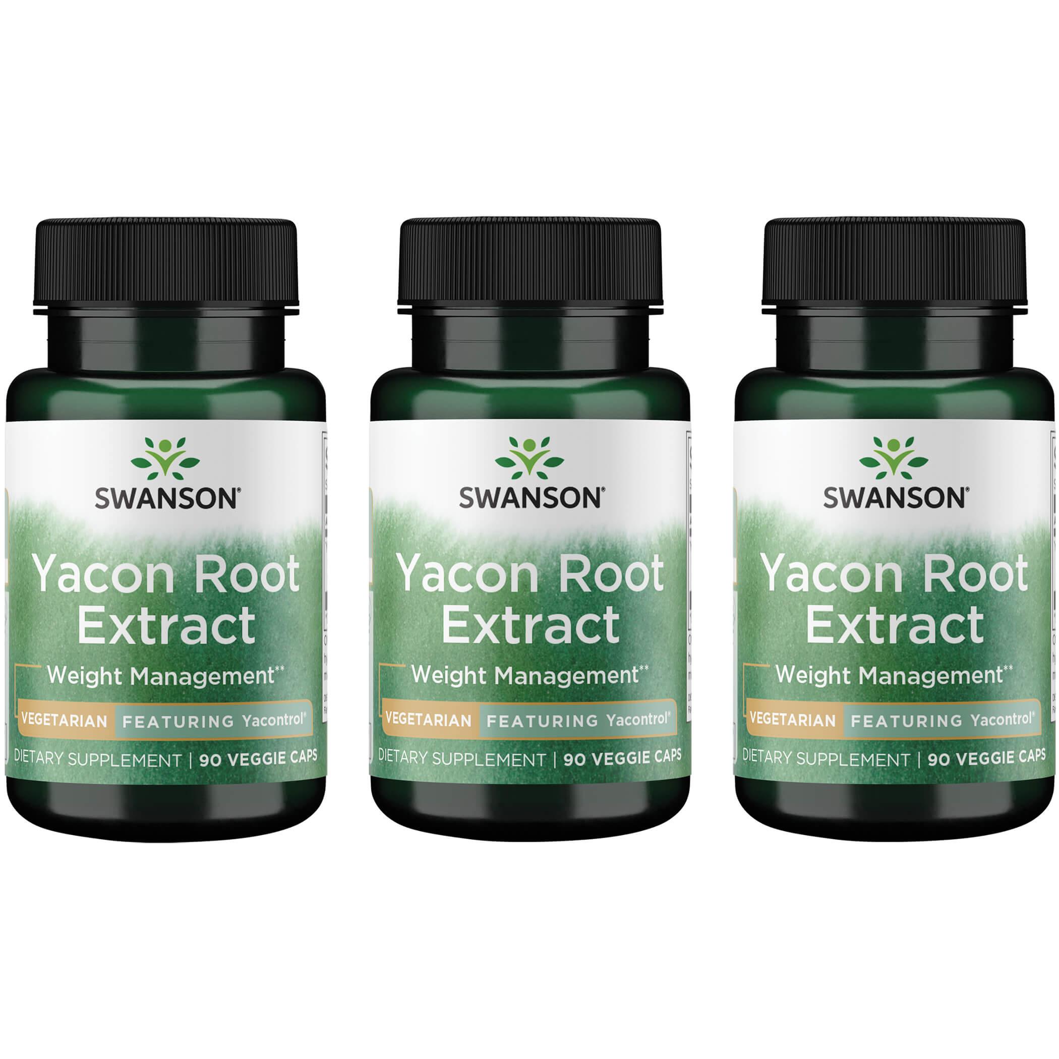 Swanson Best Weight-Control Formulas Yacon Root Extract - Featuring Yacontrol 3 Pack Vitamin 100 mg 90 Veg Caps Weight Control Weight Management