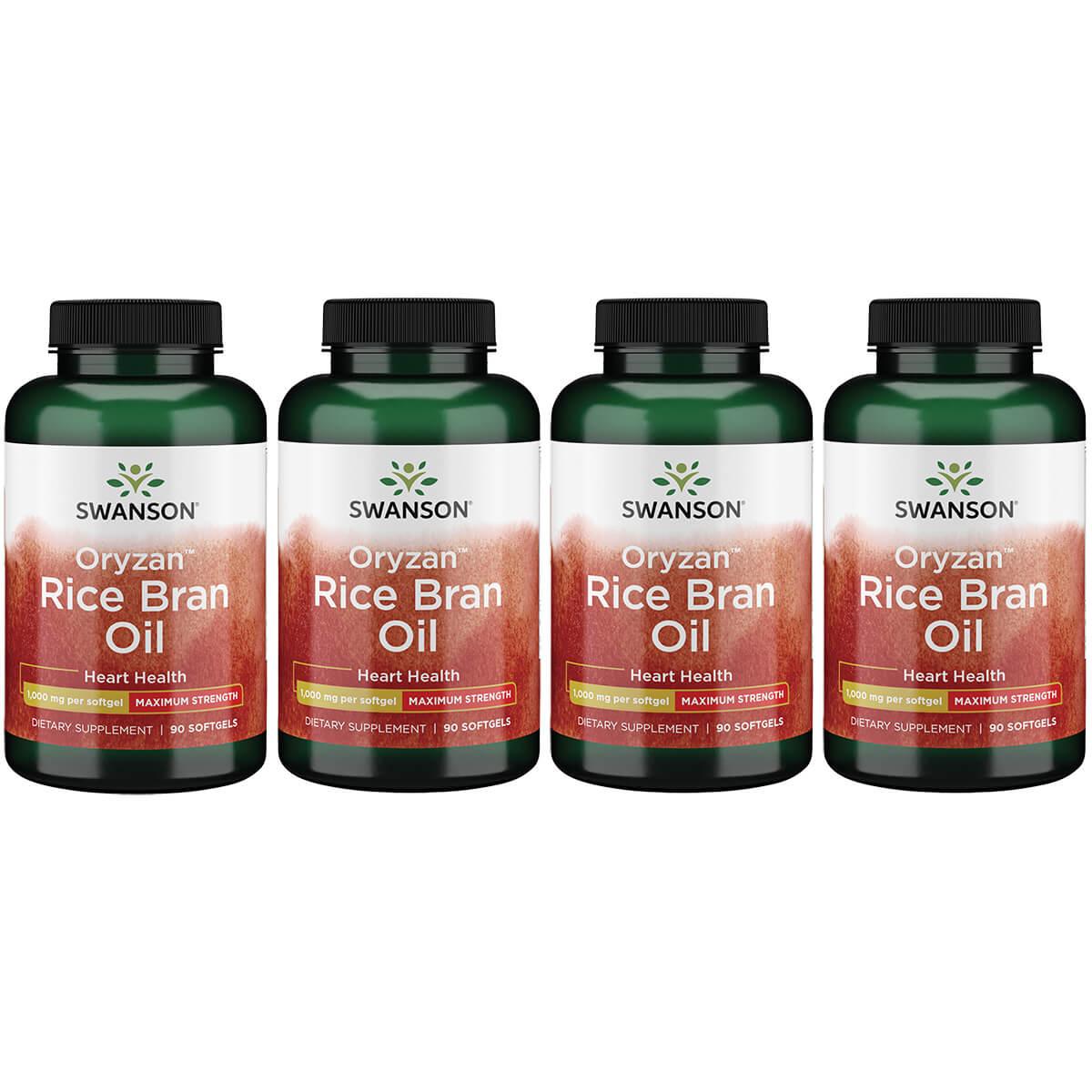 Swanson EFAs Oryzan Rice Bran Oil - Maximum Strength 4 Pack Supplement Vitamin 1000 mg 90 Soft Gels