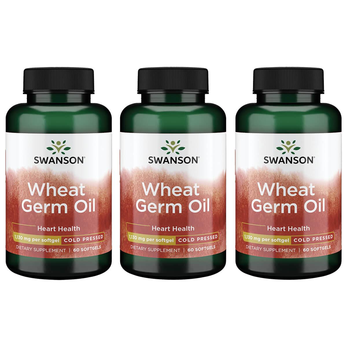 Swanson EFAs Wheat Germ Oil - Cold Pressed 3 Pack Supplement Vitamin 1130 mg 60 Soft Gels