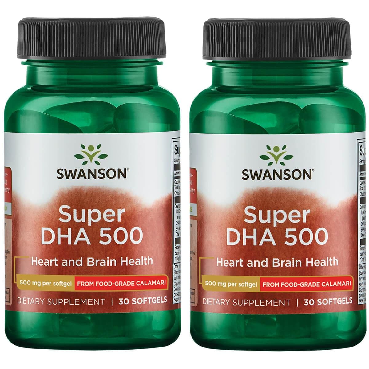 Swanson EFAs Super Dha 500 from Food-Grade Calamari 2 Pack Supplement Vitamin 500 mg 30 Soft Gels
