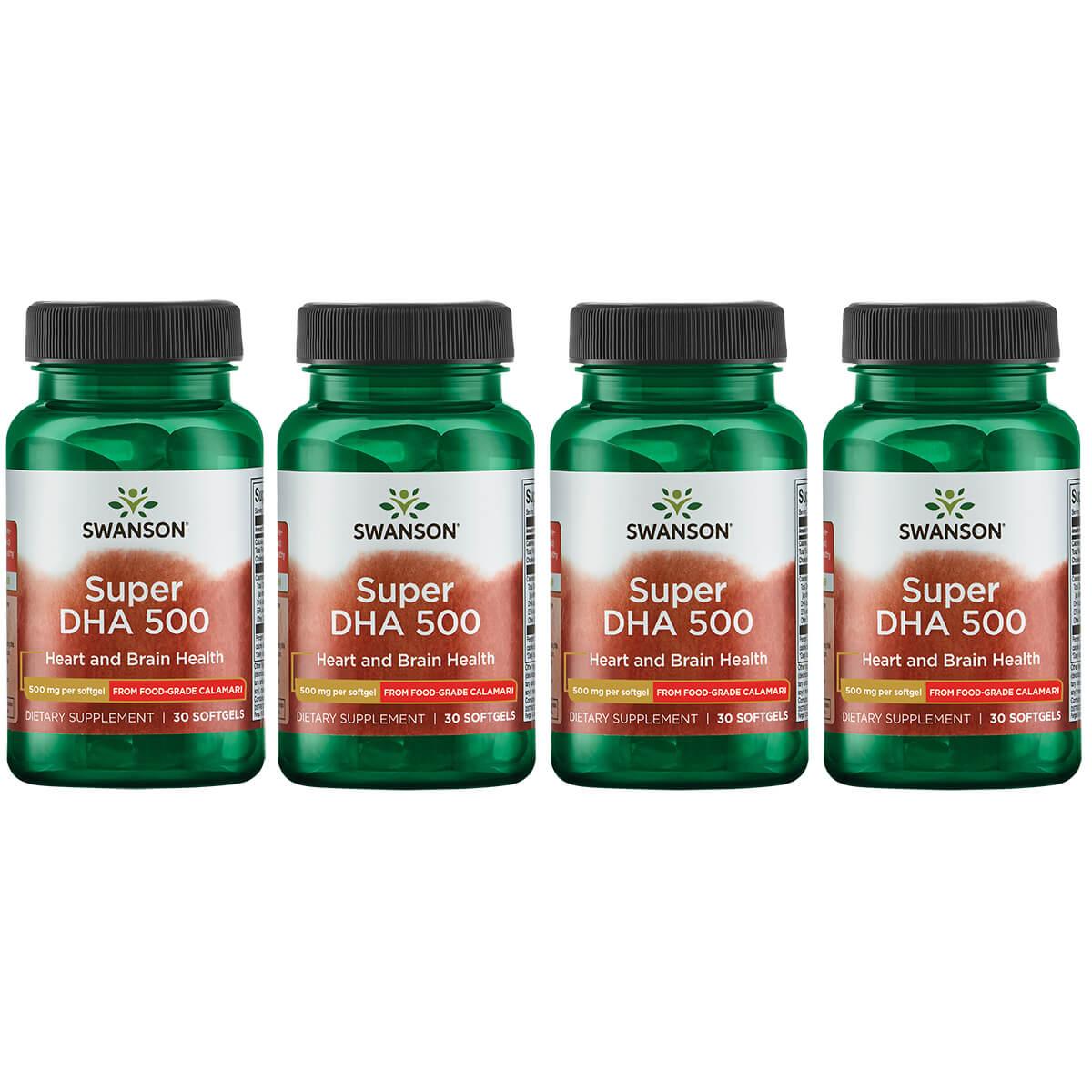 Swanson EFAs Super Dha 500 from Food-Grade Calamari 4 Pack Supplement Vitamin 500 mg 30 Soft Gels