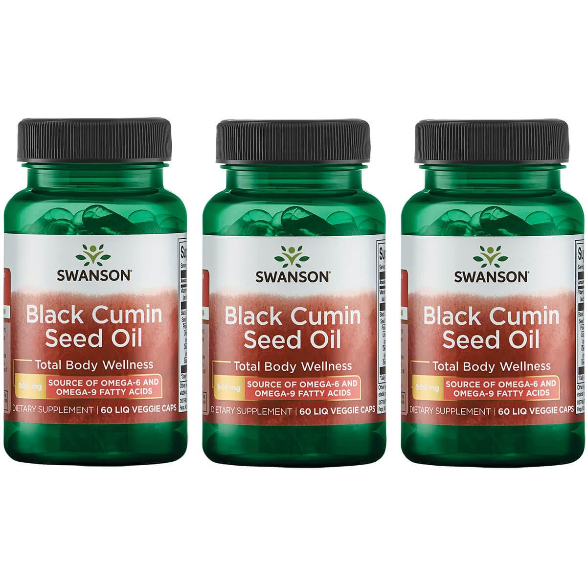 Swanson EFAs Black Cumin Seed Oil 3 Pack Supplement Vitamin 500 mg 60 Liquid Vegcap
