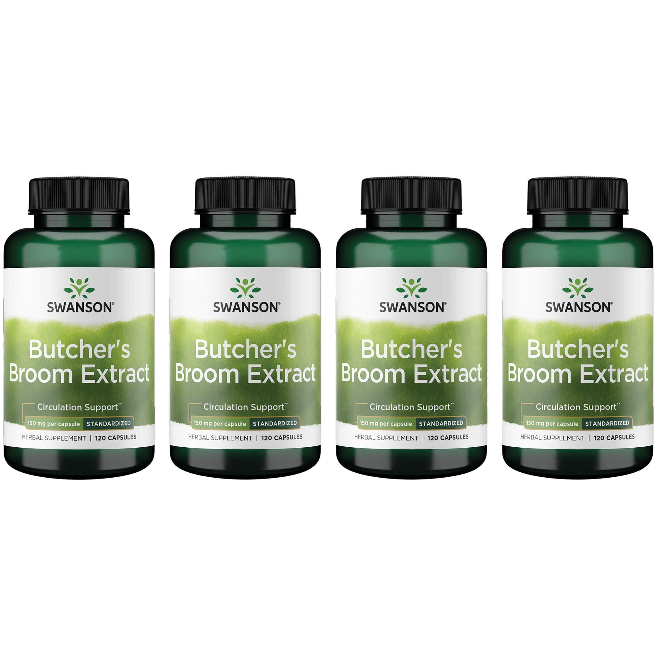 Swanson Superior Herbs Butchers Broom Extract - Standardized 4 Pack Vitamin 150 mg 120 Caps
