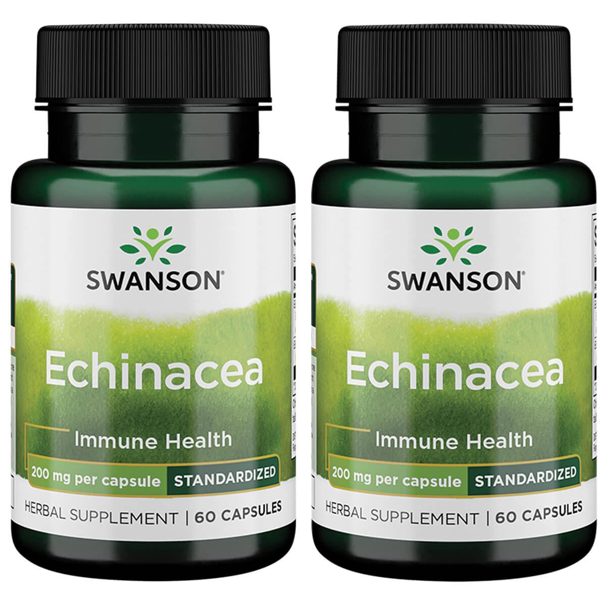 Swanson Superior Herbs Echinacea - Standardized 2 Pack Vitamin 200 mg 60 Caps Herbs and Supplements