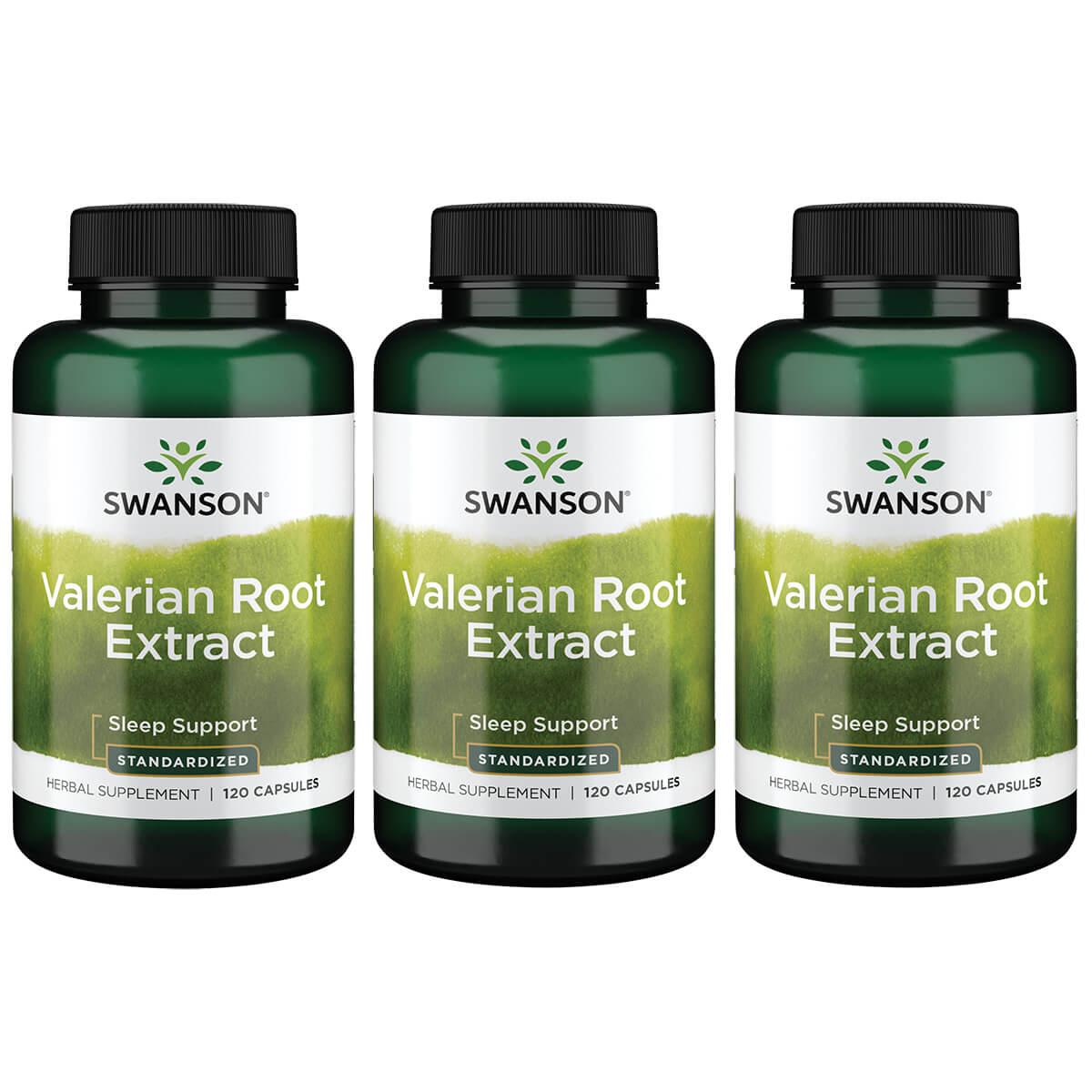 Swanson Superior Herbs Valerian Root Extract - Standardized 3 Pack Vitamin 200 mg 120 Caps