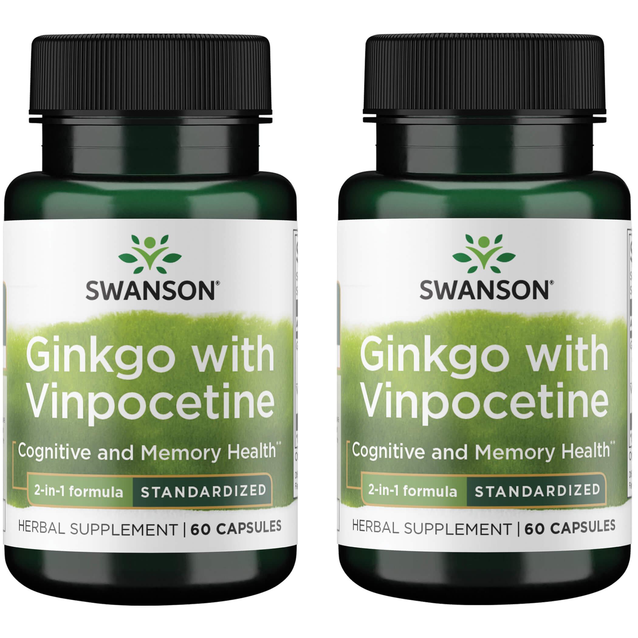 Swanson Superior Herbs Ginkgo with Vinpocetine - Standardized 2 Pack Vitamin 60 Caps
