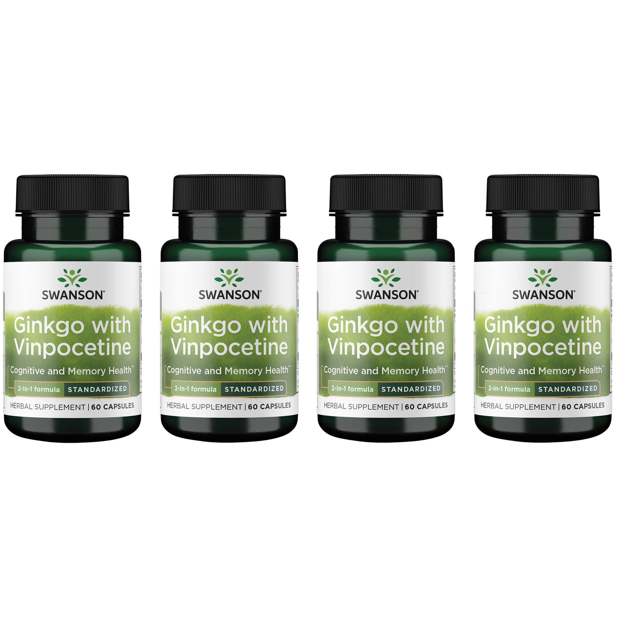 Swanson Superior Herbs Ginkgo with Vinpocetine - Standardized 4 Pack Vitamin 60 Caps