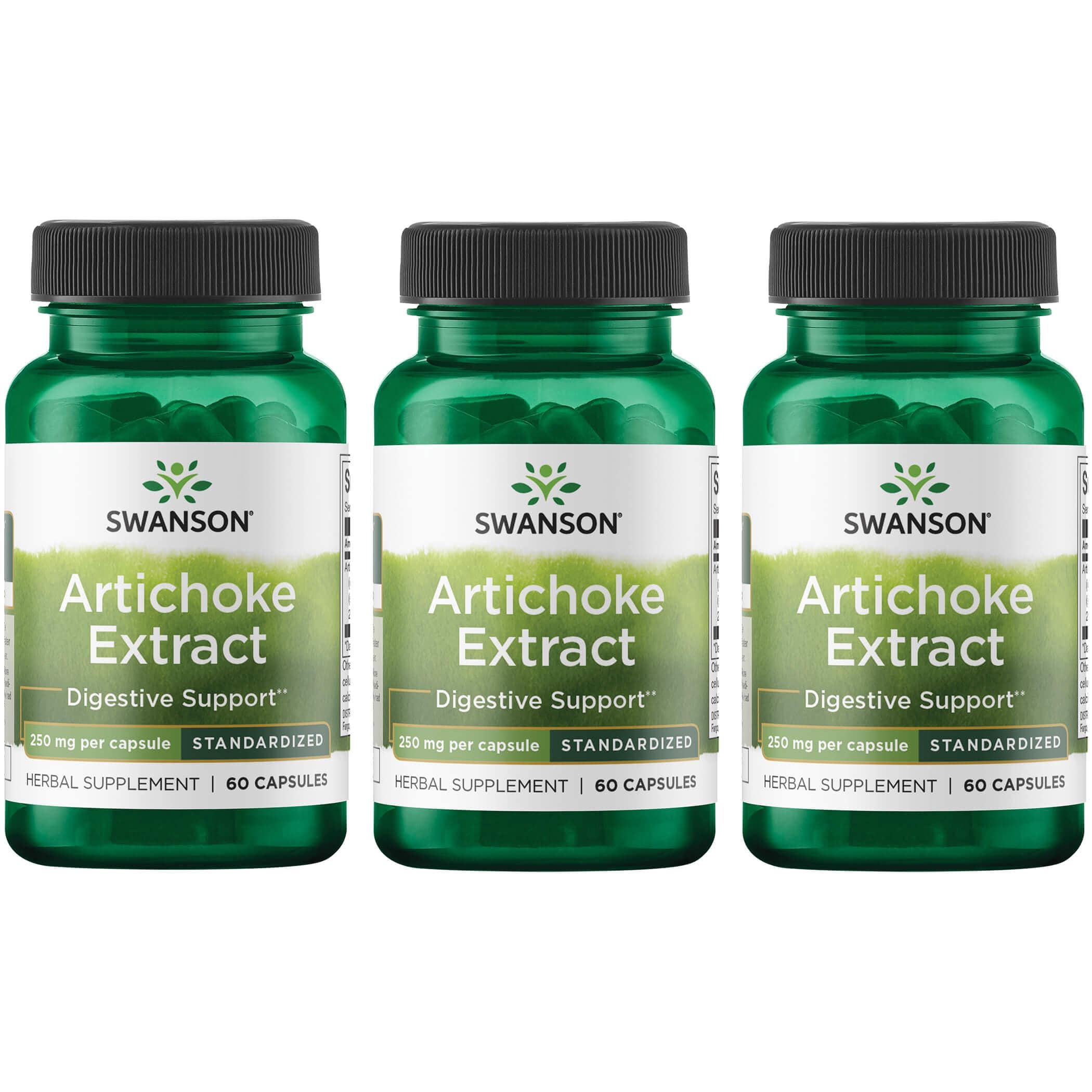 Swanson Superior Herbs Artichoke Extract - Standardized 3 Pack Vitamin 250 mg 60 Caps