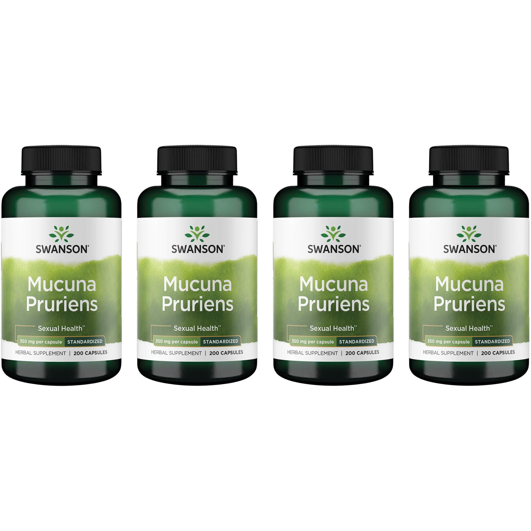 Swanson Superior Herbs Mucuna Pruriens - Standardized 4 Pack Vitamin 350 mg 200 Caps