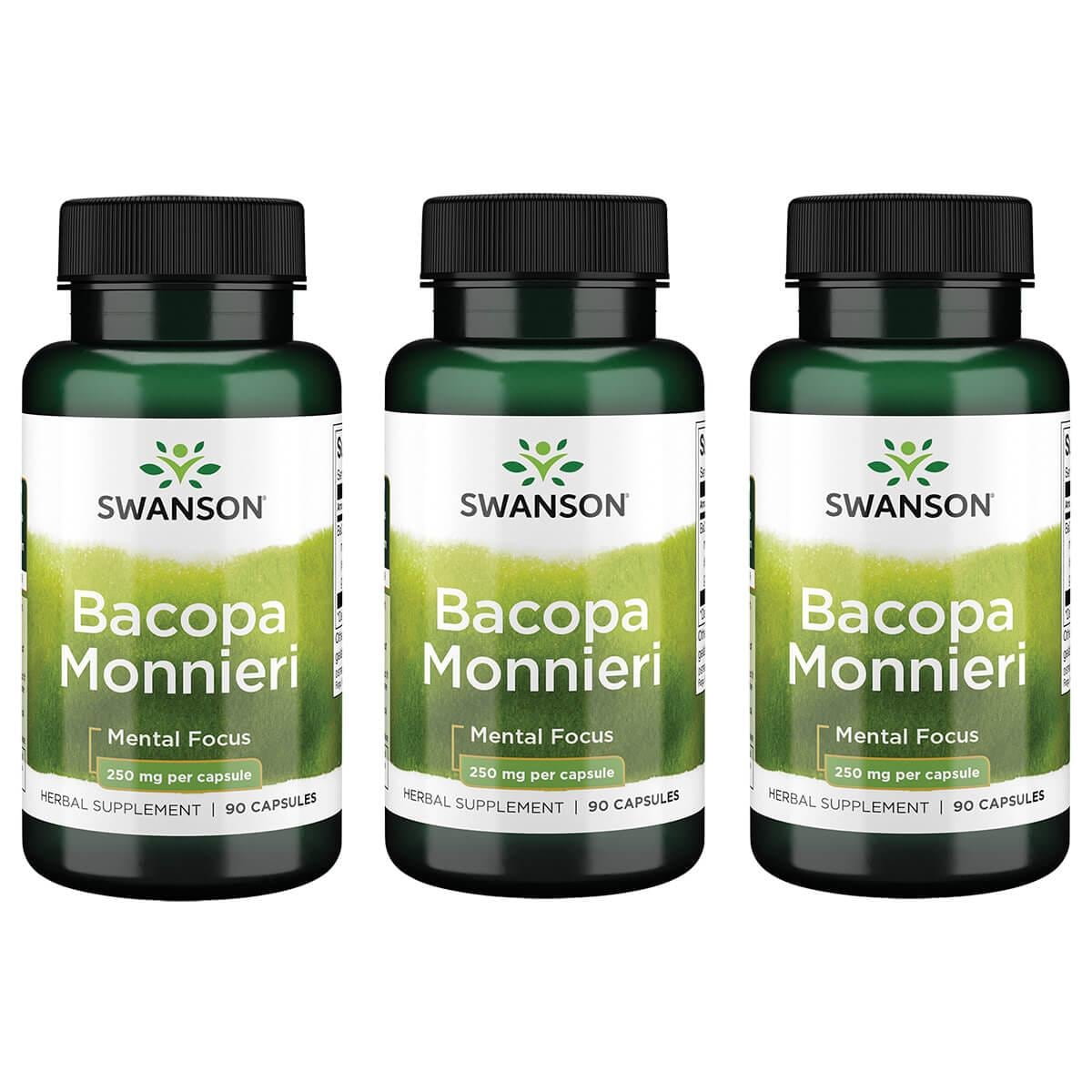 Swanson Superior Herbs Bacopa Monnieri 3 Pack Vitamin 250 mg 90 Caps