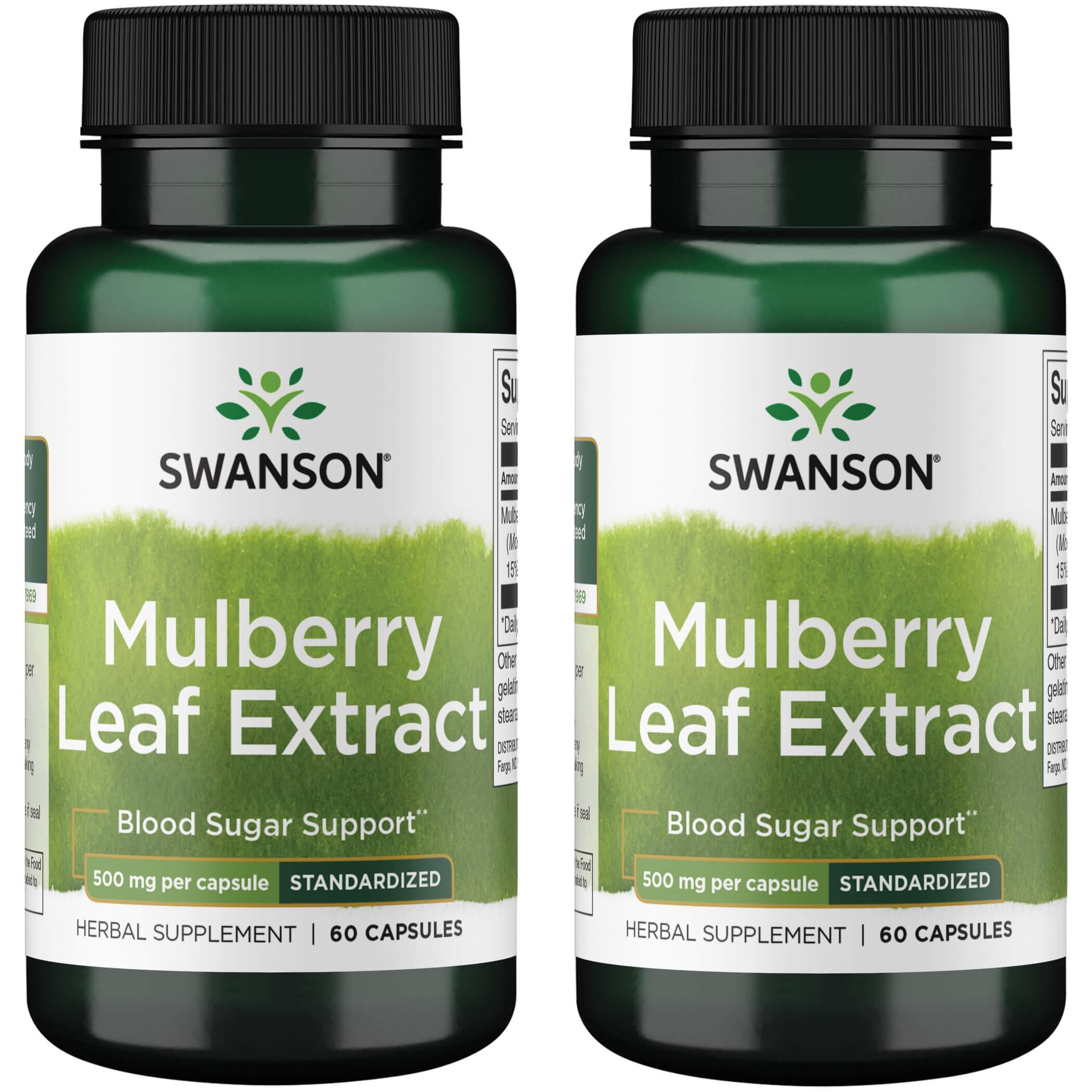 Swanson Superior Herbs Mulberry Leaf Extract - Standardized 2 Pack Vitamin 500 mg 60 Caps