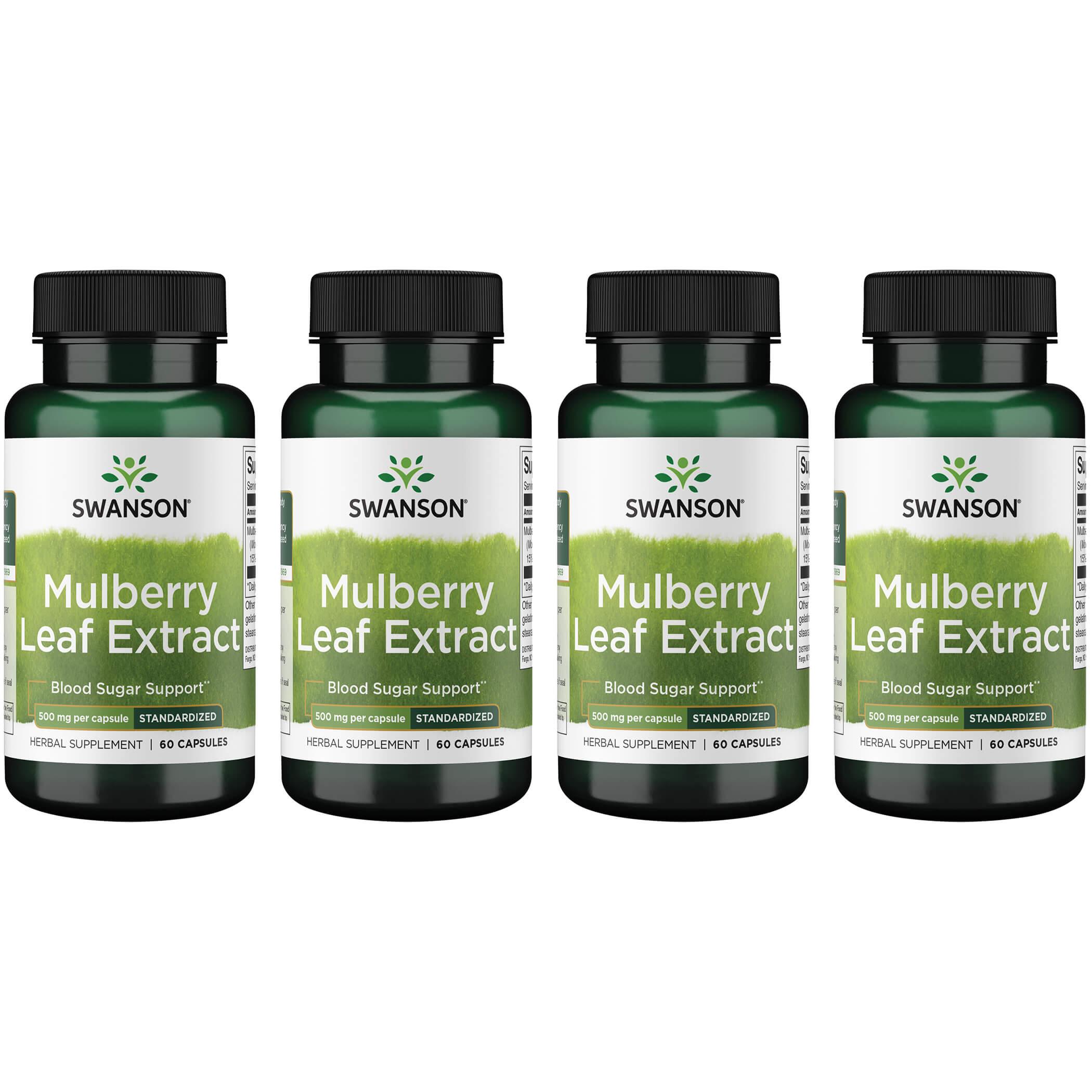 Swanson Superior Herbs Mulberry Leaf Extract - Standardized 4 Pack Vitamin 500 mg 60 Caps