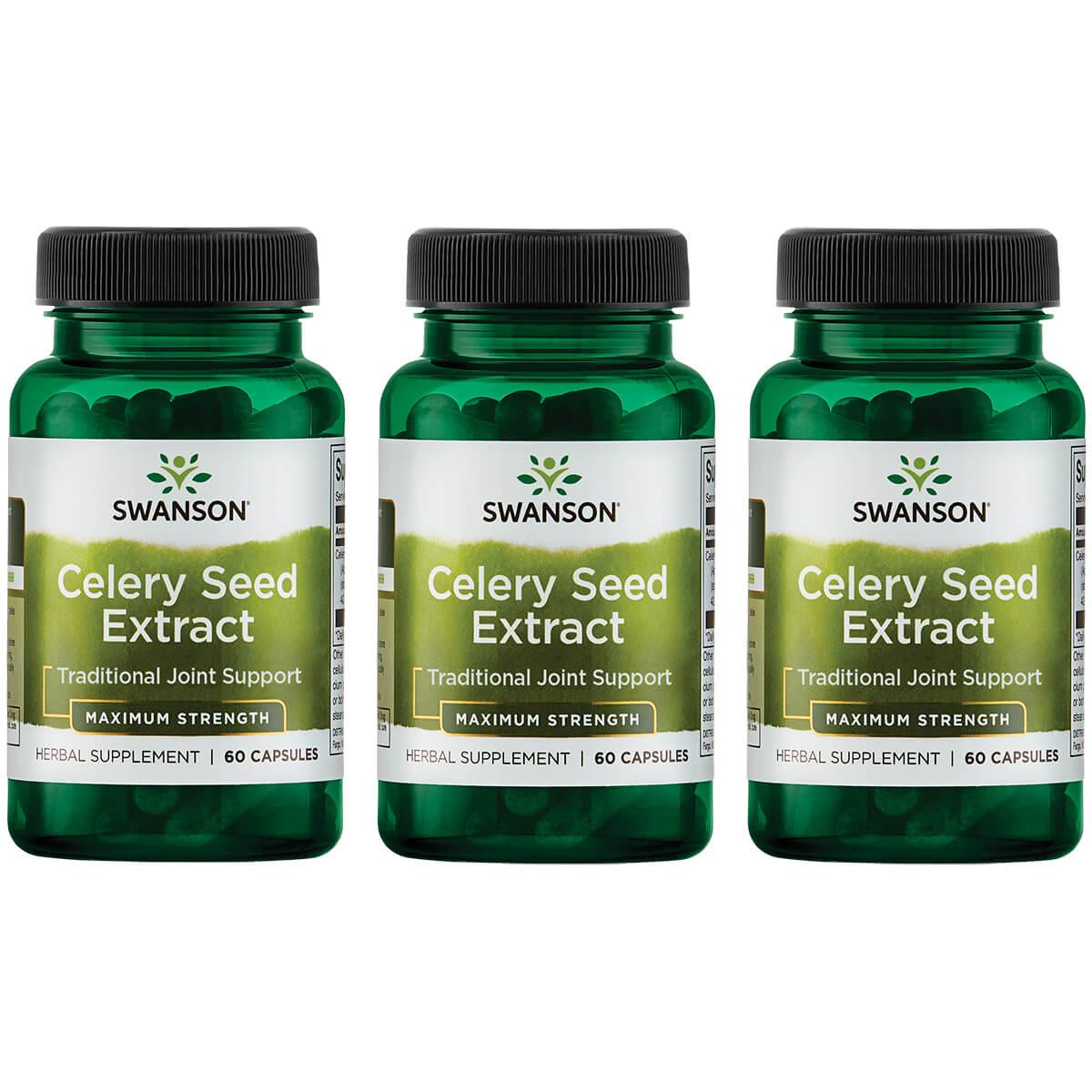 Swanson Superior Herbs Celery Seed Extract - Maximum Strength 3 Pack Vitamin 150 mg 60 Caps